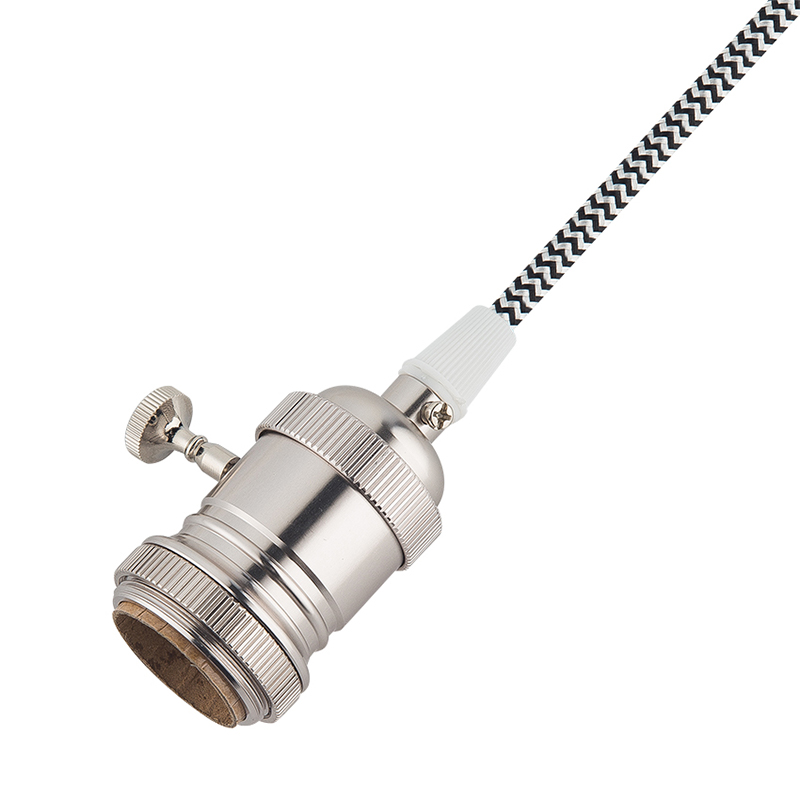 Kit de lámpara con cable de luz colgante, kit de cable con enchufe para lámpara colgante con cable de bombilla colgante E26, con interruptor de encendido/apagado + ganchos, enchufe de alimentación de CA de EE. UU. para lámpara colgante de bricolaje