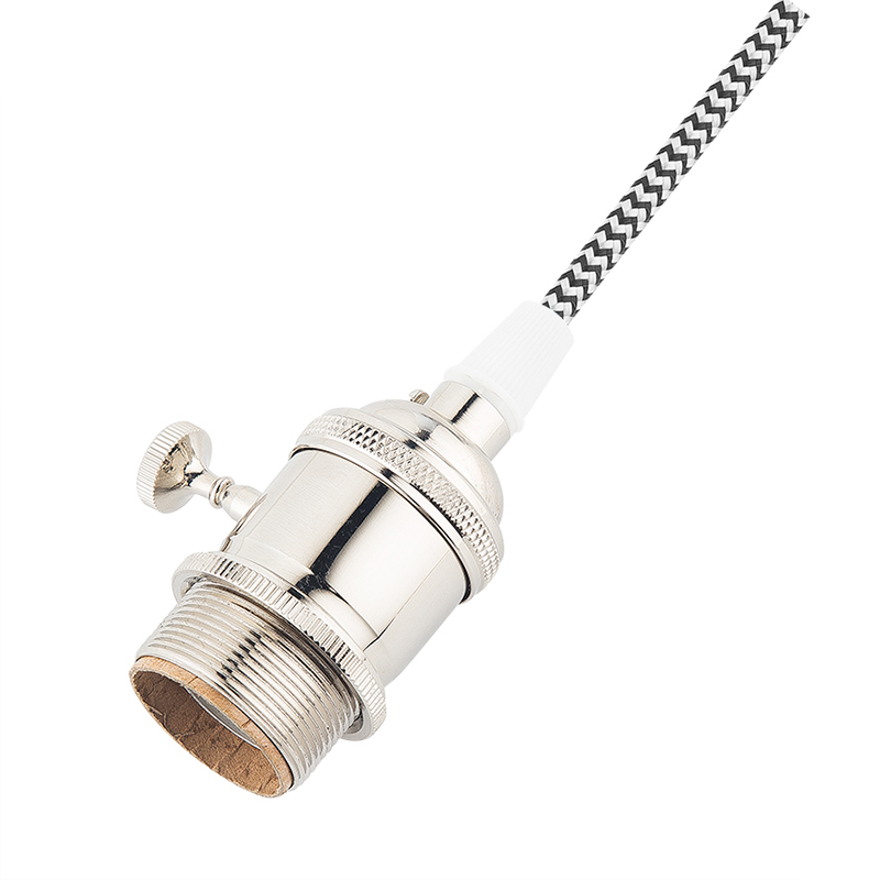 Kit de lámpara con cable de luz colgante, kit de cable con enchufe para lámpara colgante con cable de bombilla colgante E26, con interruptor de encendido/apagado + ganchos, enchufe de alimentación de CA de EE. UU. para lámpara colgante de bricolaje