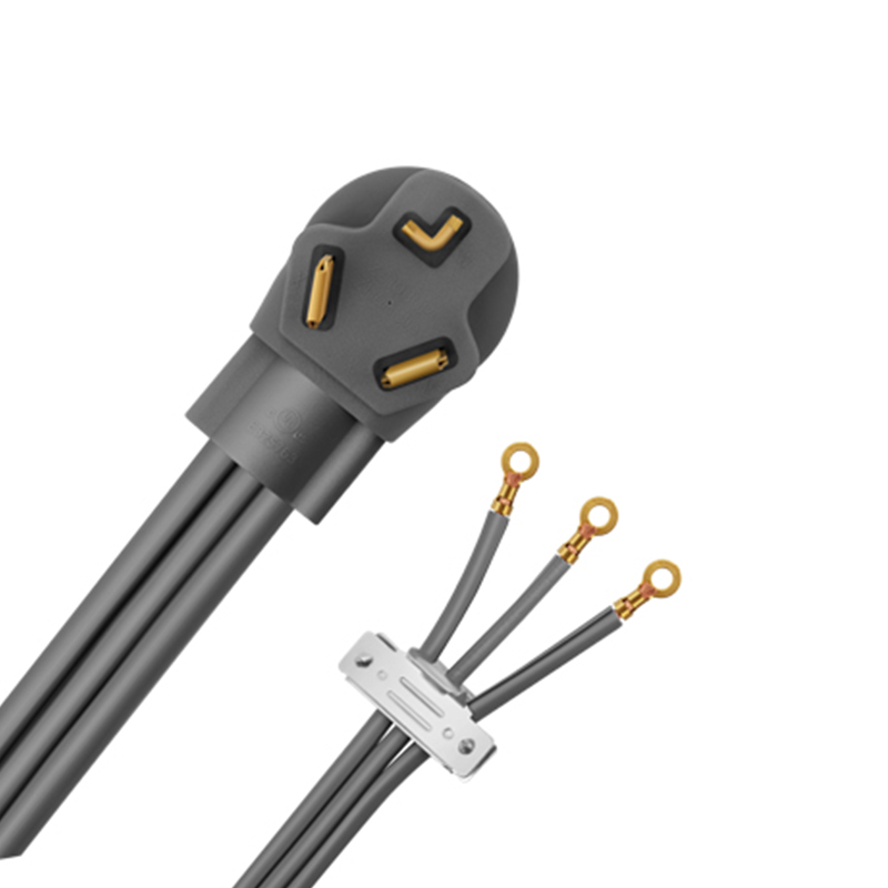 Cable secador de 3 clavijas, cable para electrodomésticos NEMA de 10-30P a 3 cables, 30 amperios, 3 cables con conectores de ojales, cable de cobre calibre 10