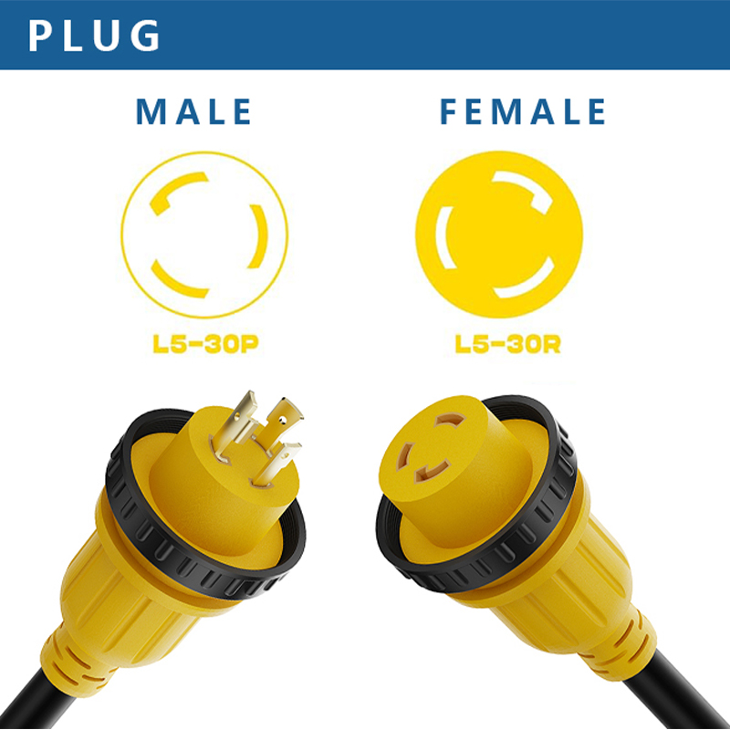 Cable de extensión de alimentación NEMA TT-30P a L5-30R