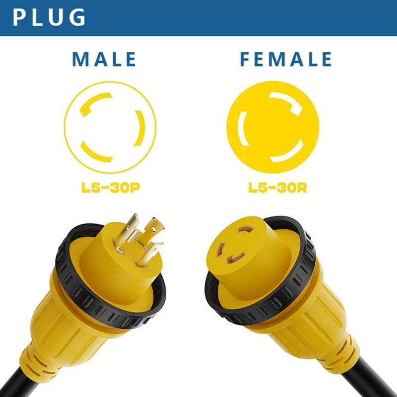 Cable de alimentación para vehículos recreativos, barco costero marino L5-30, cable de alimentación eléctrica de alta resistencia