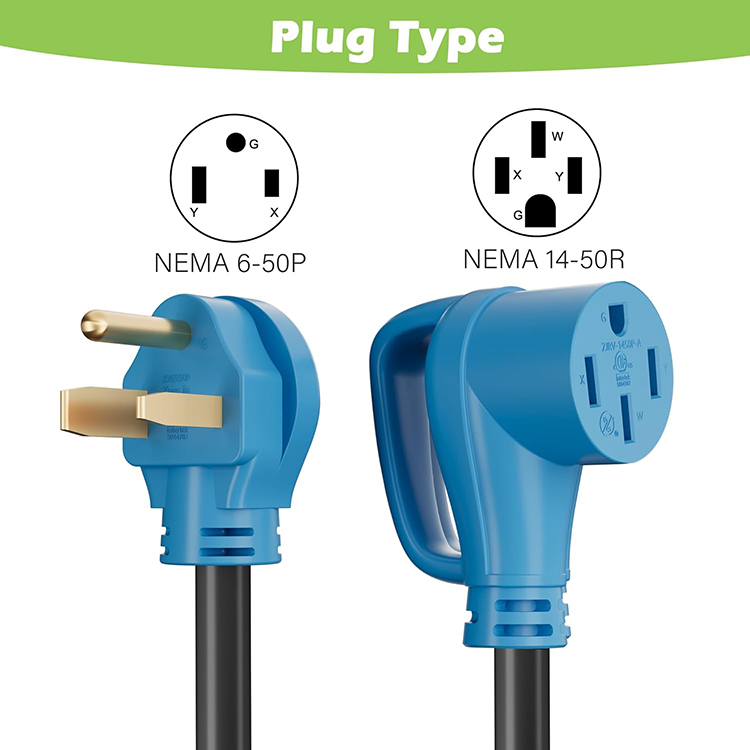 Convertidor para EV de tomacorriente de soldadora de 50 A (3 pines) macho a 4 pines hembra, NEMA 6-50P a 14-50R