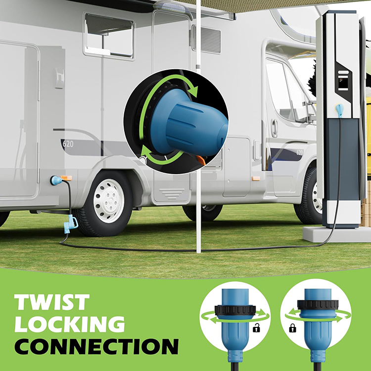 Convertidor “dog bone” de 50 A (4 pines) a 30 A (3 pines) para remolque/camper, NEMA 14-50P macho a L5-30R hembra